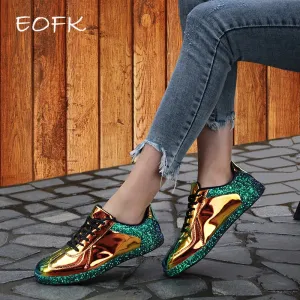 Women Sneakers Gold Glitter Shinny