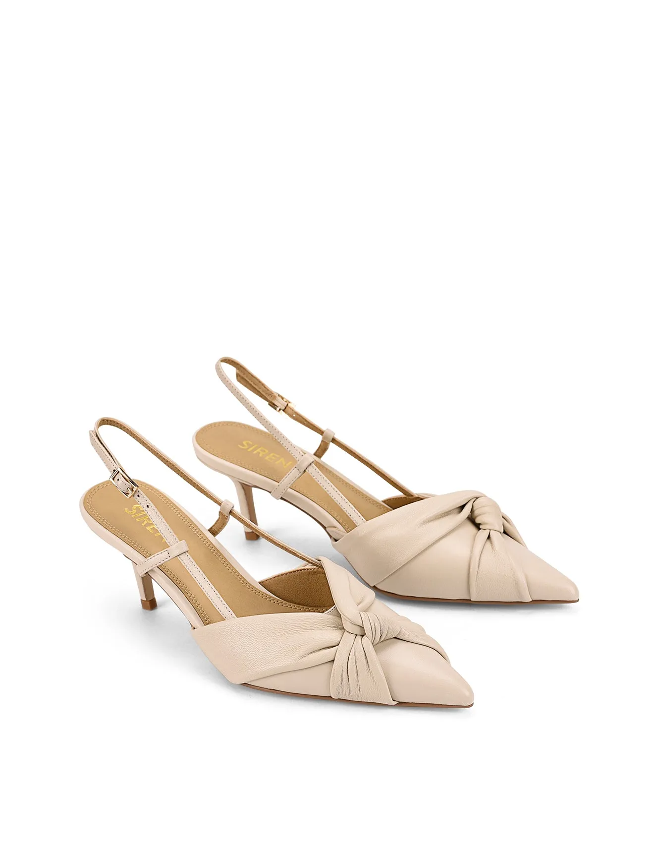 Yonder Slingback Kitten Heels - Bone Leather